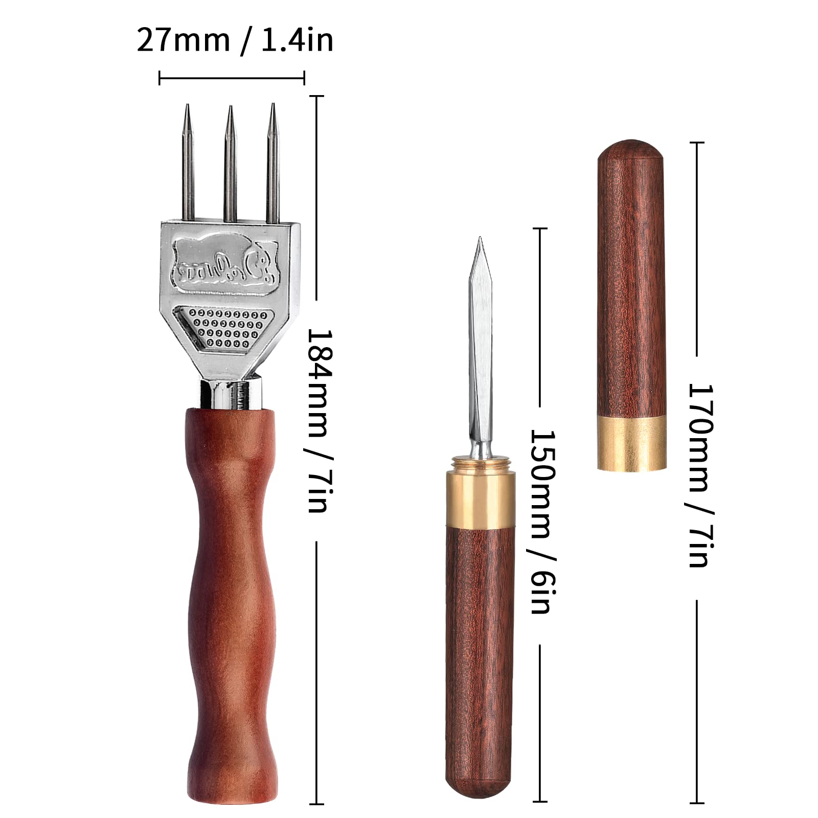 Ice Pick Set Of 2 Three Pronged Ice Pick, Stainless Steel Ice Pick With Wood Handle, Durable Carving Bartender Tool (7.2Inch 2Pc